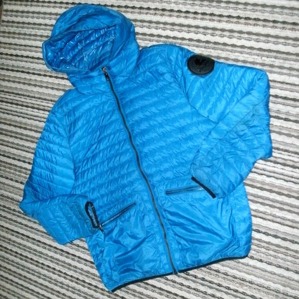 Pajar Blue Packable Featherless Hooded Puffer Jacket Coat Full Zip Thinsulate L